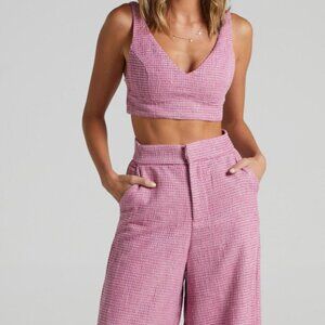 Showpo Adelaide Two-Piece set- Never Worn, CROP TOP AND WIDE LEG PANTS SET